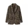 Blazer Largo de Mujer con Estampado Animal, Manga Larga, Botón Único, Tendencia Transfronteriza Otoño 2024, de Botonadura Única