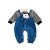 Ropa de Bebé, Ropa de Invierno, Mameluco para Bebé Niño, Lindo y Súper Lindo Luna Llena Mezclilla Falso Dos Piezas Forro Polar Pantalones Harem Otoño e Invierno