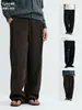 Pantalones de Chándal de Felpa Chenilla Yutang "Mezcla Lyocell" Estilo Old Money con Pinzas Estructuradas, Pantalones Casuales Rectos Holgados para Hombre