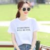 2022 Novo Estilo 95 Algodão Branco Estampado Camiseta de Manga Curta Moda Feminina Estilo Coreano Ins Tendência Plus Size Tops Femininos Atacado