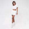 Europeu e Americano Transfronteiriço 2025 Verão Novo Branco Elástico Manga Curta Tops Slim Gola Redonda Shorts Femininos Conjunto Roupa de Casa