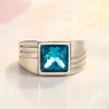 Comercio electrónico transfronterizo wish los anillos para hombre nuevos más vendidos Europa y Estados Unidos anillo dominante con zafiro incrustado al por mayor