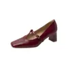 Sapatos de salto alto de couro macio estilo coreano para mulheres, novo modelo 2026, confortáveis para combinar com saias, sapatos Mary Jane femininos, corte baixo, salto grosso, sapatos de trabalho para mulheres
