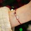 Pulsera de Cuerda Roja de Jade Blanco con Hebilla Ping An Marca Fu para Año de Vida de Mujer Tejido de Cuerda Hecho a Mano Pulsera Estilo Nacional Versión Estudiantil Regalo para Novia