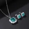 Brincos de Tarraxa e Colar Flor de Gelo Paraíba Zircônia Conjunto de Joias Prata de Lei S925 Brincos de Tarraxa e Colar Safira