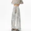 Moda Nova Outono 2026 Versátil Algodão Chinês 380g Tamanho Plus Tie-Dye Casual Calças de Pernas Retas Tendência