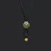 Cuerda Importada Colgante de Trébol de Cuatro Hojas Cadena de Cordón Collar Cadena de Cordón para Suéter Colgador Ambar Plata Colgante Joyería Cordón para Colgar Correa para Teléfono Móvil