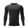 Ropa deportiva de secado rápido ajustada para fitness para hombre, exterior, running, baloncesto, fútbol, entrenamiento, camiseta de manga larga base de alta elasticidad, venta al por mayor
