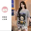 Kuaishou Douyin Video Corto Verano Manga Corta Pantalones Cortos Algodón Nube Dibujos Animados Holgados Pijama para Mujer, Se Puede Usar Afuera, Estudiante Dropshipping