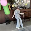 Pantalones de maternidad para primavera y otoño 2026, nuevo estilo, pantalones acampanados de punto con lunares para mujeres petite, pantalones largos ligeramente acampanados de otoño para mujeres petite