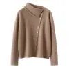 Nuevo estilo de cárdigan de punto para mujer para otoño e invierno con apertura diagonal, suéter de cachemira de manga larga, abrigo elegante, abrigo grueso de suéter