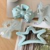 Creme Azul Geleia Estrela do Mar Hairpin Bow Grab Clip Summer Shark Clip Acrílico Cabelo Grab Acessórios de cabelo grande
