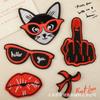 Parche Bordado por Computadora Accesorios de Ropa de Alta Gama Parche Termoadhesivo Parche Animal Gato Letra Amor Dibujos Animados Pegatina de Tela