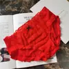 [Rojo Ancola] 880# Ropa Interior Roja Grande de Año Nuevo Malla de Encaje Seda de Hielo Ropa Interior Roja
