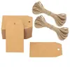 Etiquetas Colgantes Kraft en Blanco de 350g Transfronterizas, Tarjetas Colgantes, Cuerda, Tarjetas Blancas, Tarjetas Negras, Marcadores de Libros, Etiquetas Hechas a Mano para Snacks
