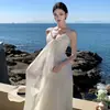 Vestido de Hada, Vestido Largo de Playa Estilo Resort de Verano Super Hada, Vestido Blanco Ajustado Estilo Resort