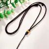 Collar de Cuerda Fina con Nudo de Piña y Perlas Negras Tejido a Mano Cuerda de Lanyard de Collar Ajustable Accesorios Cuerda para Colgante