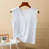 Marca de origem: Colete de algodão puro para mulheres de meia-idade e idosas, ombro largo, plus size, corte solto para mães e avós, camiseta fina por baixo, disponível para dropshipping