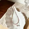 Colar Popular Manta Rose Pérola do Xiaohongshu, Corrente de Clavícula Versátil Dupla Camada Destacável, Colar de Pescoço da Moda Leve Luxo