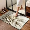 Tapete de Absorção de Água de Lama Diatomácea com Estampa de Borboleta e Flor Transfronteiriço Tapete de Chão de Secagem Rápida para Banheiro Vaso Sanitário Tapete para Pés de Porta de Entrada