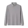 Camisa polo de lana de oveja y seda 40S 240G7A antibacteriana de manga larga con cuello, personalizable con logo impreso o bordado, estilo unisex