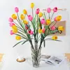 Flor de tulipán artificial de rama larga y cinco cabezas para ingeniería exterior, juego de flores para decoración del hogar, venta al por mayor de fábrica