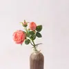 Flor artificial de rosa Elsa atmosférica de 3 cabezas, flor de seda, flor artificial, planta verde, decoración de tienda, rosa artificial para el hogar