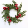 Piña Artificial, Hojas de Pino, Cadena de Frutos Rojos, Anillo para Velas, Corona de Navidad, Decoración para Fiestas Navideñas, Anillo para Velas, Transfronterizo