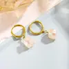 Aretes de Perla con Flor de Rosa para Mujer, Colgante de Collar Pequeño con Flor Transfronterizo Europeo y Americano, Juego de Aretes Versátil Dulce y de Moda para Niñas