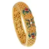 Exquisito Pulsera Dorada de Estilo Chino Tradicional con Color Esmalte e Incrustación de Piedra Hueca, Venta al por Mayor de Joyería Tradicional China para Bodas y Regalos