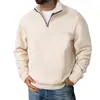 Roupas Masculinas Outono e Inverno Novas Transfronteiriças Moletom com Gola Alta e Pelúcia Interna Meio Zíper Manga Longa Tamanho Grande Moletom Casual Masculino Transfronteiriço