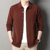 Casaco de lã 100% de abotoamento simples masculino lapela cardigã de tricô moda casual nova primavera e outono suéter masculino