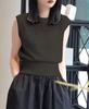 Suéter fino sin mangas con aberturas elegante de estilo francés para mujer, top de seda helada de color sólido corto de estilo occidental a la moda de verano para todo tipo de partidos