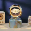 Bola de Cristal Transfronteiriça Base Giratória com Textura de Madeira Luminária Noturna Brilhante Lâmpada do Céu Estrelado 3D Decoração de Mesa Presente Criativo de Feriado