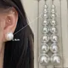 Pendientes Retro de Cuentas de Pan Oversize, Pendientes de Perla Sencillos y Personalizados de Aguja de Plata S925 Exagerados de Gama Alta