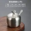 Botella de Condimento de Acero Inoxidable 304 Coreano Cocina Chili Salsa de Soya Tarro Salero con Cuchara Caja de Condimentos Tarro Dorado Creativo