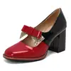 2026 Zapatos de Salón Mary Jane de Cuero Patchwork con Lazo y Tacón Grueso Talla 33-48 Zapatos de Exportación Amazon