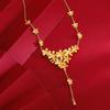 Collar con Diseño de Flor en Oro Estaño, Cadena Clavícula para Mujer, Diseño Nicho, Joyería de Boda Imitación Oro, Chapado en Oro, Estilo Commuter