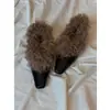 Zapatos de Cuero Cuadrados Pequeños de Gama Alta Estilo Francés para Mujer, Invierno 2026 Nuevos Zapatos Individuales Retro de Nicho sin Cordones con Tacón Grueso y Peludos