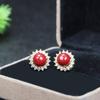 Brincos de areia roxa de alto conteúdo de cinábrio natural Brincos de areia imperiais embutidos com brincos de diamante completos Jóias vivas Sentido avançado