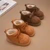 Zapatos de Algodón para Niñas 2026 Invierno Nuevo Carpincho Cabeza Grande Botas de Nieve para Niños Botas de Algodón Engrosadas con Felpa Zapatos de Pan