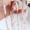 Cadena de cobre con eslabones de perlas de imitación de 3 mm, con protección de color, hecha a mano, para bisutería y accesorios de ropa. Venta al por mayor.