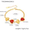 Miduoduo Corazón Romántico Francés Piedra de Cristal Checo Conjunto de Joyería Pulsera Collar Acero Inoxidable Chapado en Oro Real 18K