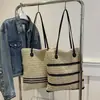 Bolsa de Palha Feminina 2024 Verão Nova Moda Simples Grande Capacidade Bolsa de Ombro Casual Bolsa Tote para o Dia a Dia Bolsa Feminina