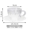 Novo Estilo Ins Nórdico Café Famoso na Internet Xícara de Café e Pires Embossed Retrô Peça Única Xícara de Latte Conjunto de Xícaras de Chá de Vidro
