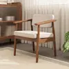 Silla de Comedor Tapizada de Madera Maciza Nórdica Silla Casual Japonesa con Reposabrazos y Respaldo Silla de Escritorio Silla de Maquillaje Silla para Tienda de Té con Leche