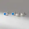 Pendientes de Plata de Ley S925 Nalan con Ópalo Sintético Diseño Estrella Espiral Estilo Ins Pendientes Elegantes M03962