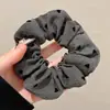 Scrunchie lenço quadrado estilo pastoral francês para meninas e crianças, elástico de cabelo doce com laço para coques, acessório de cabelo