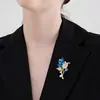 Elegante Broche de Orquídea, Diseño de Nicho de Lujo Ligero, Corsage de Cristal Azul, Exquisitos y Elegantes Accesorios para Traje al por Mayor
