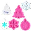 Molde de silicone líquido para decoração de bolo de açúcar flip em formato de floco de neve de árvore de Natal com furo, molde para pingente DIY